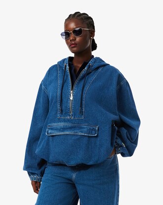 Übergroße Popover-Jacke aus Denim