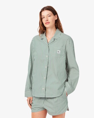 &Uuml;bergro&szlig;es, gestreiftes Pyjama-Set aus Popeline