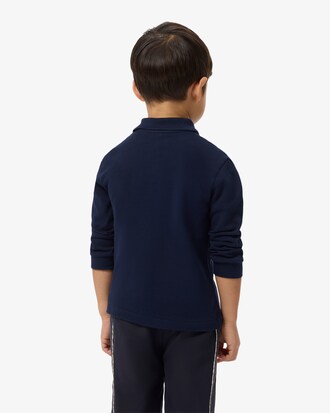 Polohemd aus Petit Piqu&eacute; mit langen &Auml;rmeln