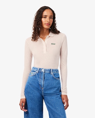 Slim Fit-Polohemd aus weichem Jersey mit langen &Auml;rmeln