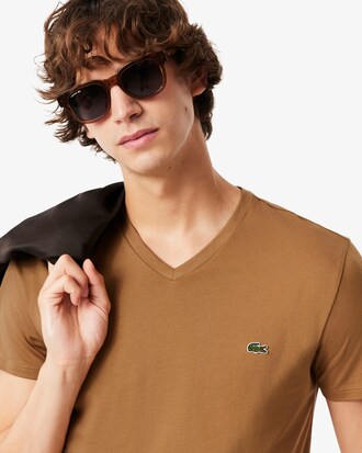 T-Shirt aus leichter Pima-Baumwolle mit V-Ausschnitt