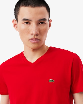 T-Shirt aus leichter Pima-Baumwolle mit V-Ausschnitt