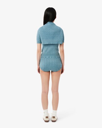 Kurze Shorts mit Zopfmuster und verwaschenem Effekt