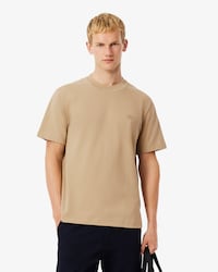 T-Shirt aus Mini-Piqué mit Rippstrickkragen