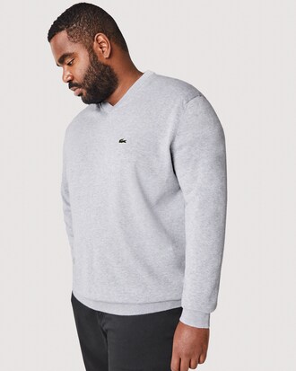 Einfarbiger Pullover aus Baumwolle mit V-Ausschnitt