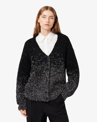 Cardigan aus Jacquard mit Metallic-Ombr&eacute;-Effekt