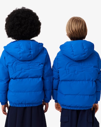 Puffer-Jacke mit Kapuze und gesticktem Krokodil