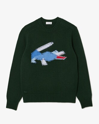 Pullover aus Tuchwolle mit Krokodilmotiv