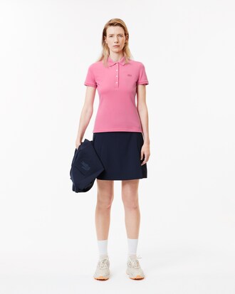Slim Fit Damen LACOSTE Poloshirt aus Stretch-Baumwoll-Piqué