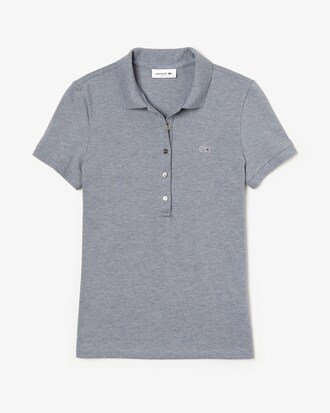 LACOSTE Slim Fit Damen-Poloshirt aus Mini-Piqu&eacute; mit Stretch