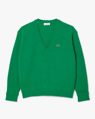 Relaxed Fit-Pullover aus Tuchwolle mit Moosstrick