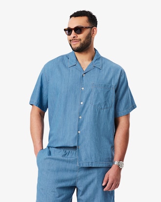 Relaxed Fit-Hemd aus Denim mit offenem Ausschnitt