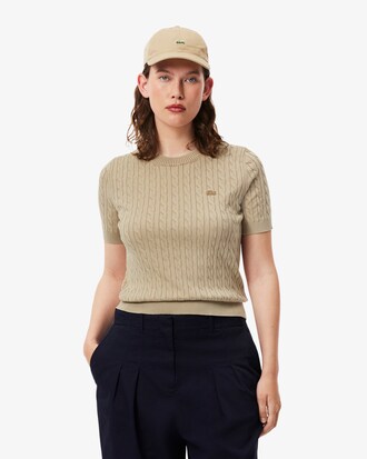 Strickpullover mit Zopfmuster und verwaschenem Effekt