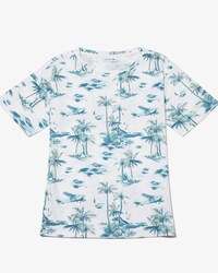 Damen Rundhals T-Shirt aus Baumwollkreppjersey mit Aufdruck