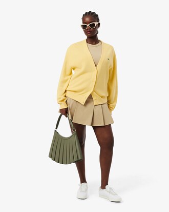 Cardigan aus Baumwolle mit Moosstrick und V-Ausschnitt