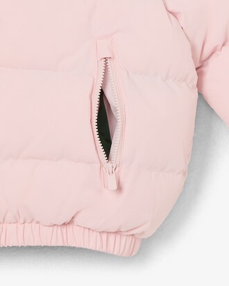 Puffer-Jacke mit Kapuze und gesticktem Krokodil