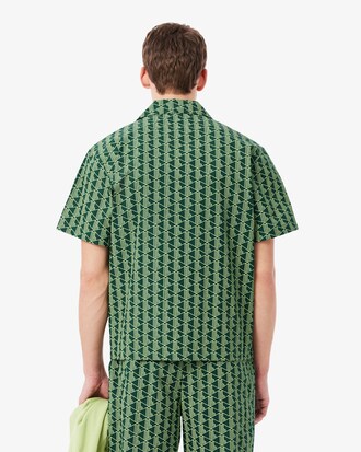 Pyjamahemd aus Popeline mit Monogramm-Print