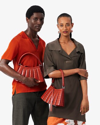 Kleine Tasche Runway Lenglen aus Leder mit Krokodileffekt