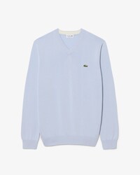 Einfarbiger Pullover aus Baumwolle mit V-Ausschnitt