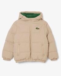 Puffer-Jacke mit Kapuze und gesticktem Krokodil