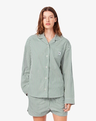 &Uuml;bergro&szlig;es, gestreiftes Pyjama-Set aus Popeline