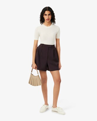 &Uuml;bergro&szlig;e Bermudashorts mit Falten aus Wollmischgewebe