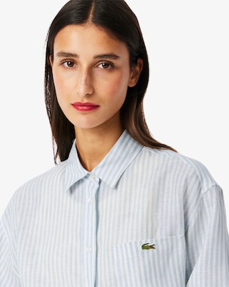 Gestreiftes Oversized-Hemd aus Leinen