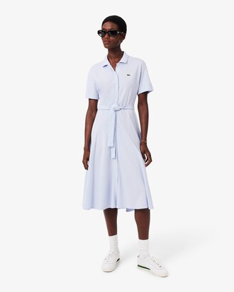Flared-Polokleid aus Mini-Piqu&eacute;