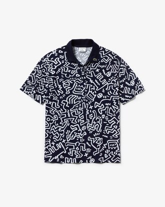 Relaxed Fit Damen LACOSTE Poloshirt mit Keith Haring Print