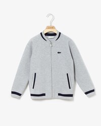 Jungen-Sweatshirt aus Fleece mit Kontraststreifen und Teddykragen