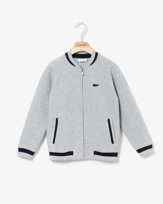 Jungen-Sweatshirt aus Fleece mit Kontraststreifen und Teddykragen