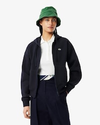 Hoodie aus Piqu&eacute; mit Rei&szlig;verschluss