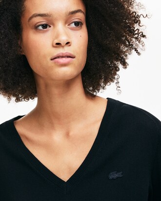 Damen Woll-Pullover mit V-Ausschnitt