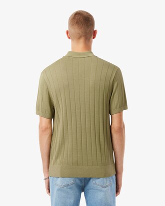 Fließender Rippstrickpullover mit Polokragen