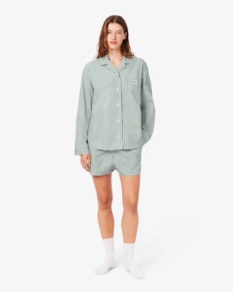 &Uuml;bergro&szlig;es, gestreiftes Pyjama-Set aus Popeline