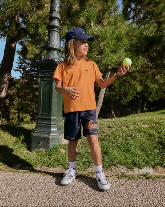 Gestreifte Sportshorts aus Frottee