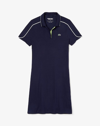 Damen LACOSTE SPORT Golf-Polokleid mit V-Ausschnitt