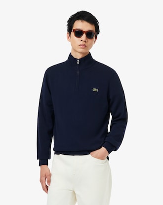 Pullover aus Baumwolle mit Rei&szlig;verschluss und hohem Kragen