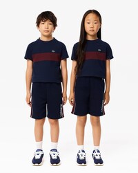 Shorts aus Fleece mit Kontraststreifen