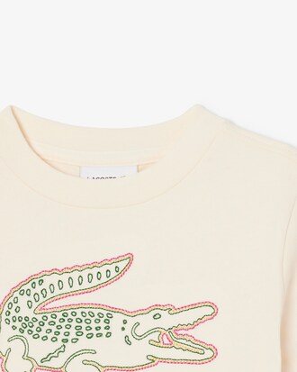 T-Shirt aus Baumwolle mit gesticktem Krokodil