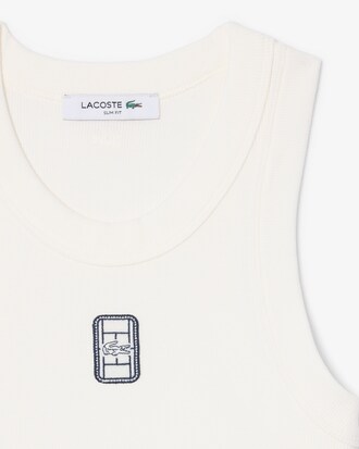 Slim Fit-Tanktop aus Rippstrick mit Badge-Akzent