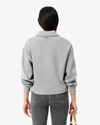 &Uuml;bergro&szlig;es Sweatshirt mit Rippstrick-Polokragen