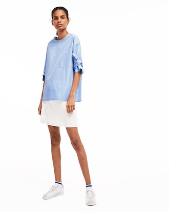 Damen Popeline-Bluse mit geknoteten &Auml;rmeln LACOSTE L!VE