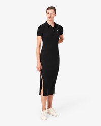 Langes Rippstrick-Polokleid aus Baumwolle