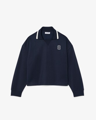 Oversized-Sweatshirt aus Piqu&eacute; mit Polokragen