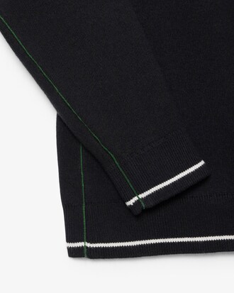 Polohemd aus Baumwoll- und Wollmischgewebe mit langen &Auml;rmeln