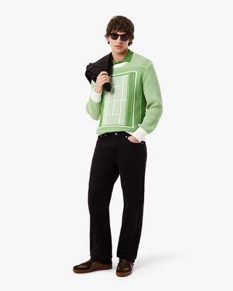Pullover aus Jacquard mit Tennisplatz-Grafik