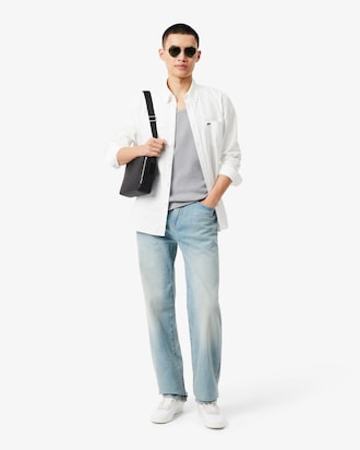 Slim Fit-Tr&auml;gerhemd aus Baumwollrippstrick