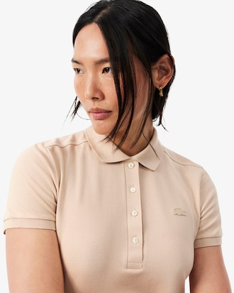 Slim Fit Damen LACOSTE Poloshirt aus Stretch-Baumwoll-Piqu&eacute;
