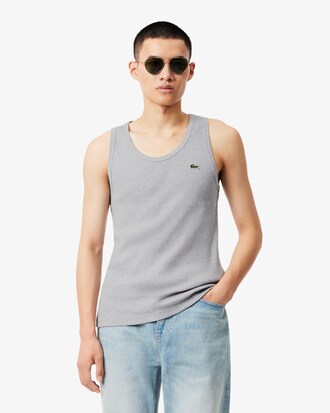 Slim Fit-Tr&auml;gerhemd aus Baumwollrippstrick